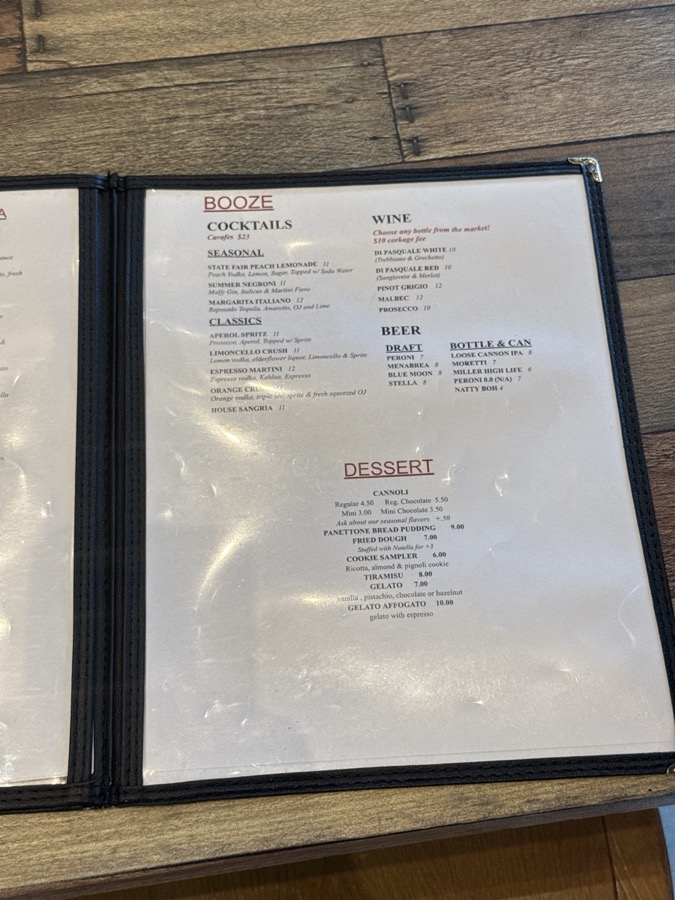 DiPasquale's Italian Market menu, page 5 of 5, photographed 2026-10-02