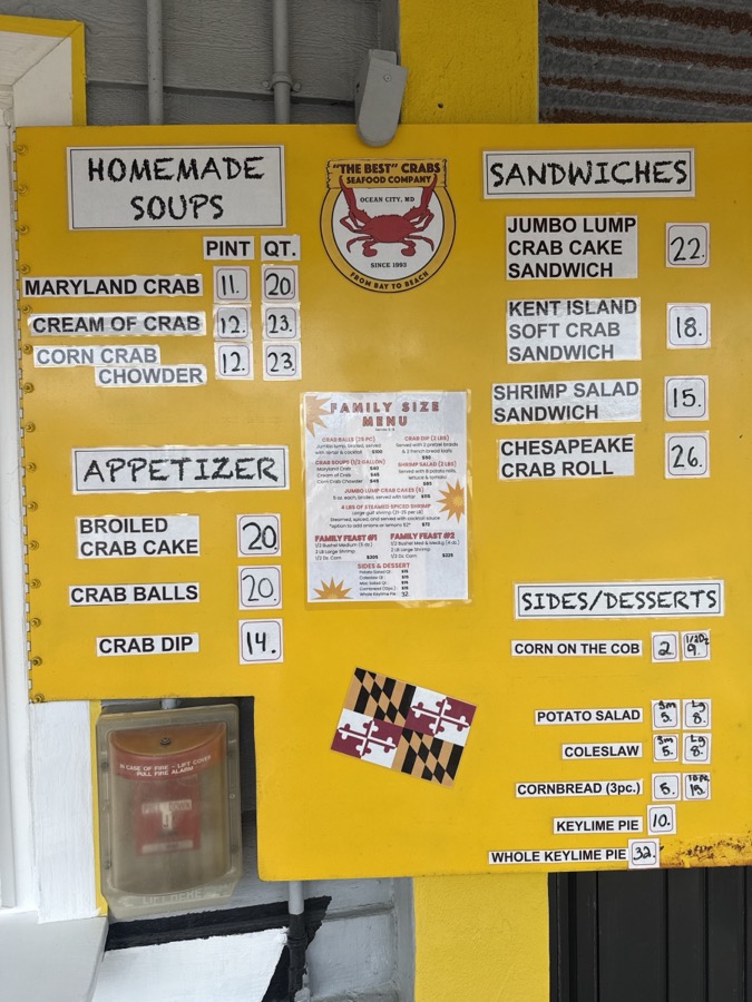Best Crabs menu, page 1 of 2, photographed 2026-09-20